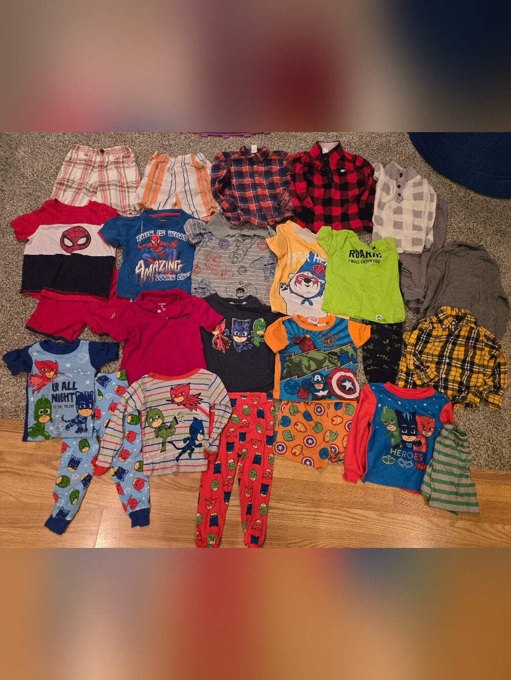Boys 3T bundle, including Spiderman, Marvel, Wrangler PJ Masks etc